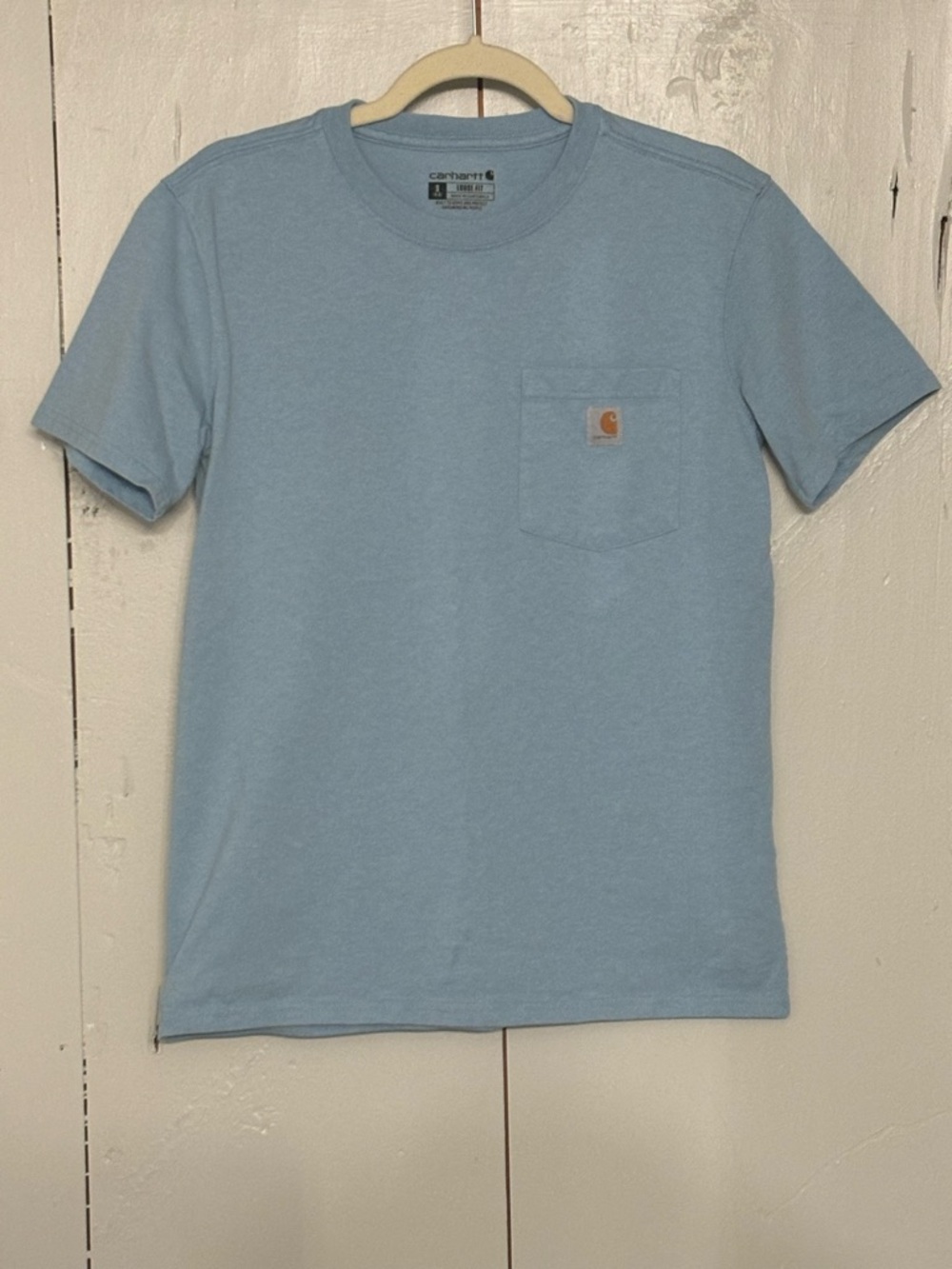Carhartt Men's Light Blue Pocket Tee - Loose Fit